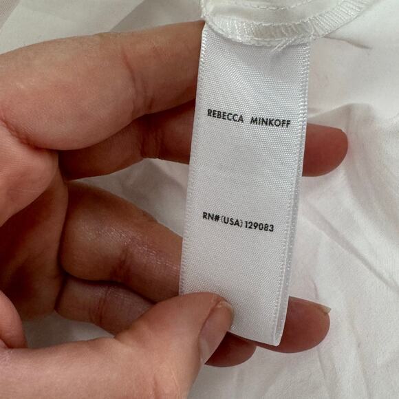 Rebecca Minkoff Top Womens Large White Natalia Button Down Blouse Cottage Cotton - Picture 6 of 9